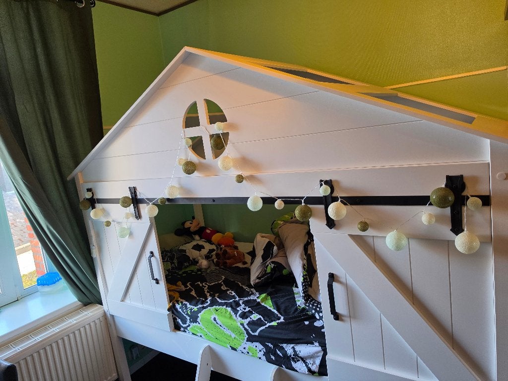 Lit cabane enfant mi-hauteur Blanc, 100 cm, 210 cm, Enlèvement, Une personne