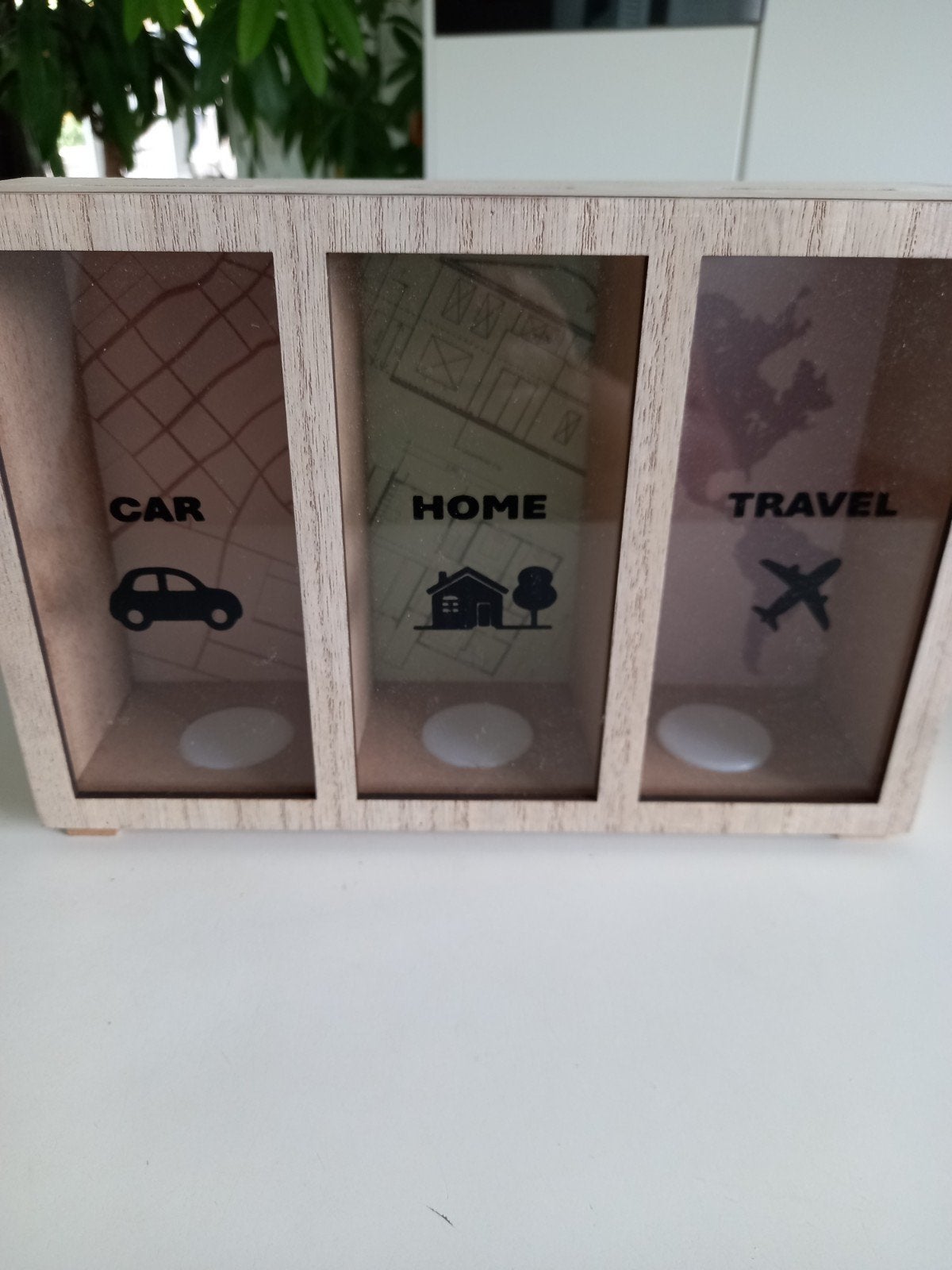 spaarpot met 3 vakken, Ophalen, Nieuw, Beige, Hout