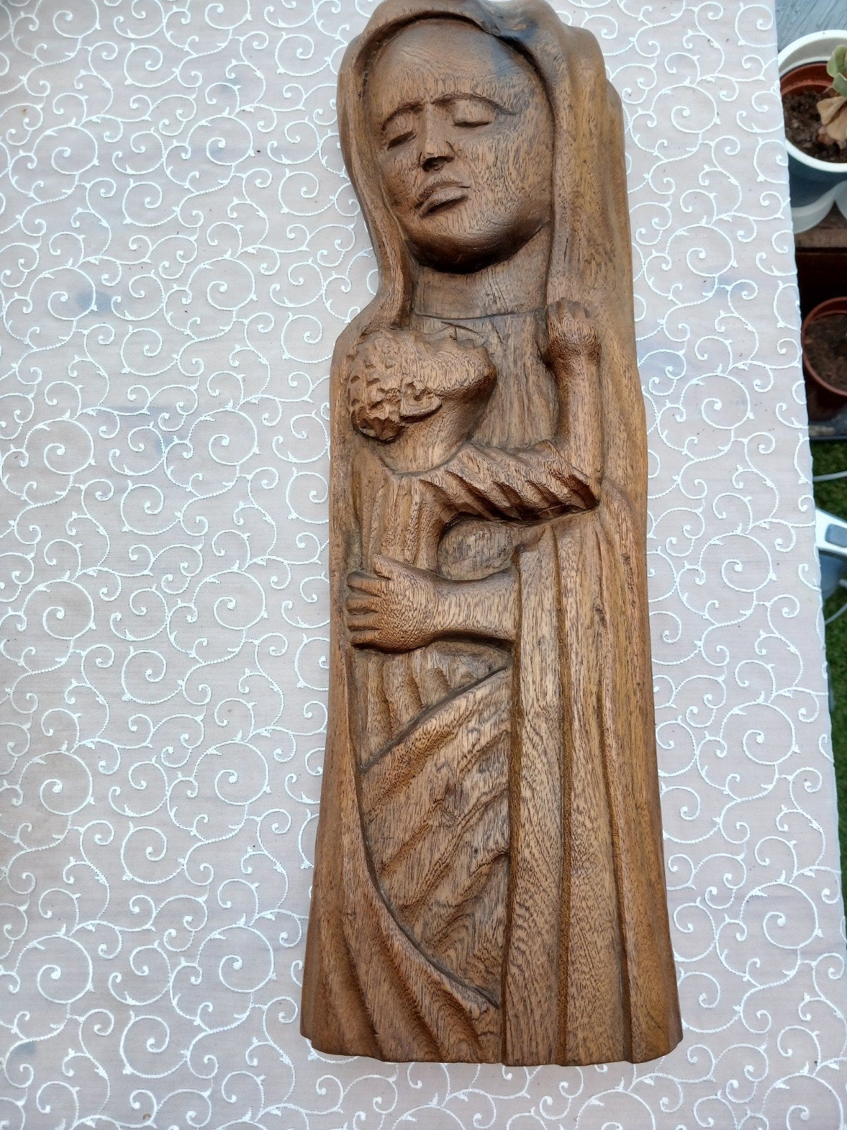 houten sculptuur maria &kind, Collections, Enlèvement ou Envoi