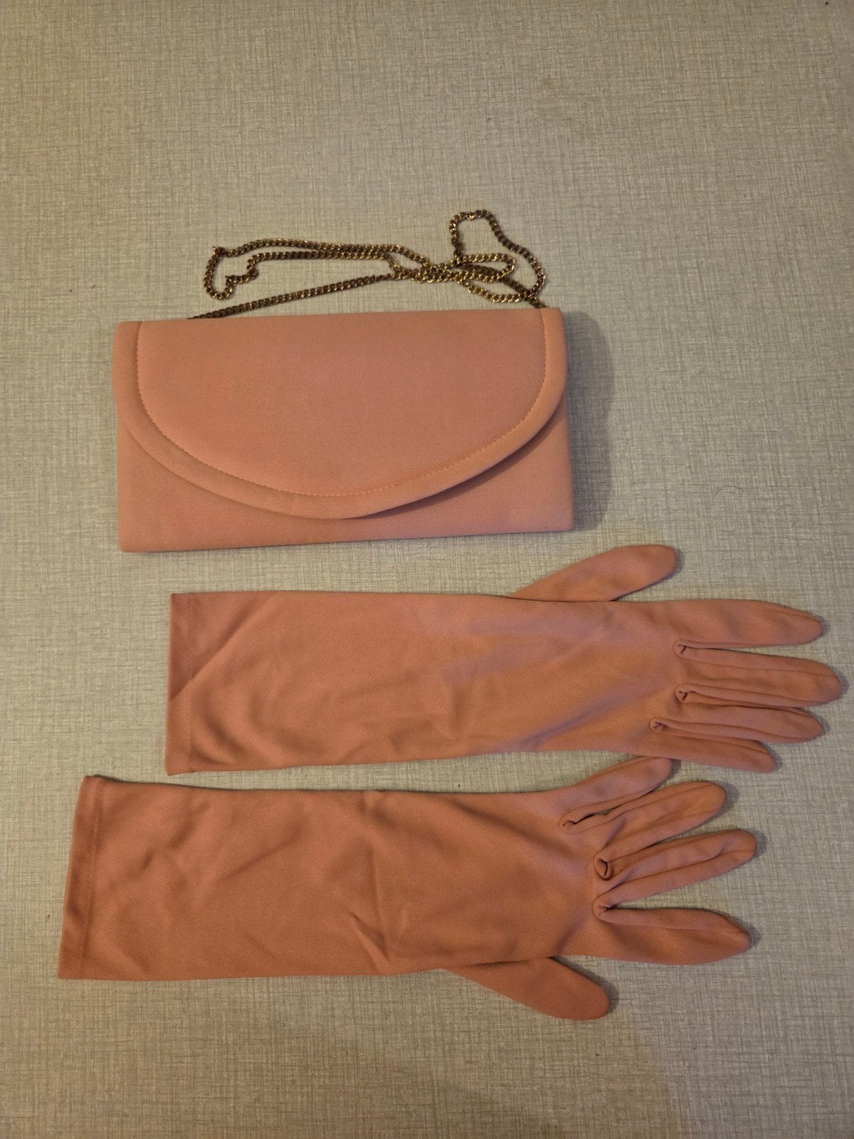 Clutch + handschoenen oud roze., Ophalen of Verzenden, Zo goed als nieuw, Roze