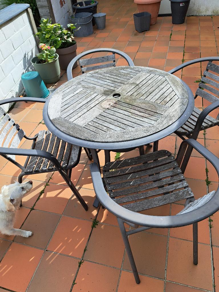Teak tuinmeubels, Tuin en Terras, Ophalen, Gebruikt