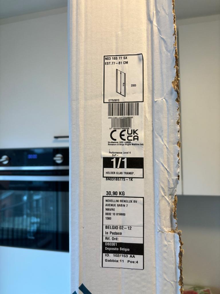 Douchedeur Novellini 77-81cm, Doe-het-zelf en Bouw, Ophalen, Nieuw