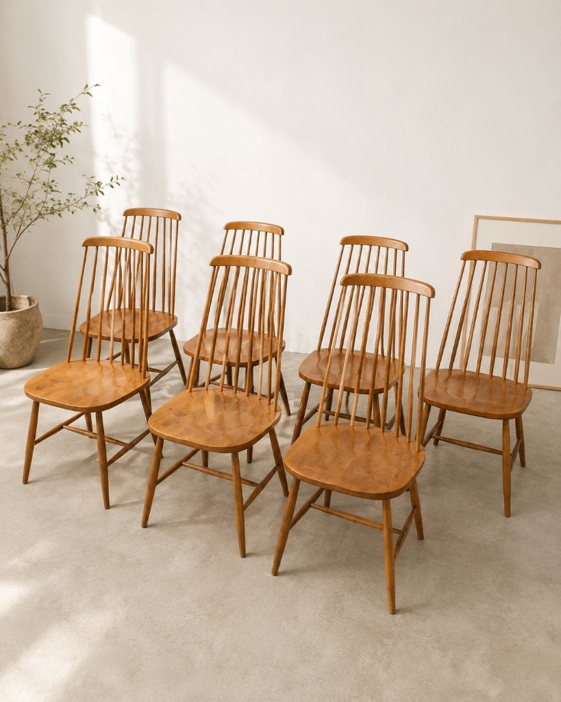 Chaises vintage scandinaves en bois massif, Enlèvement, Bois