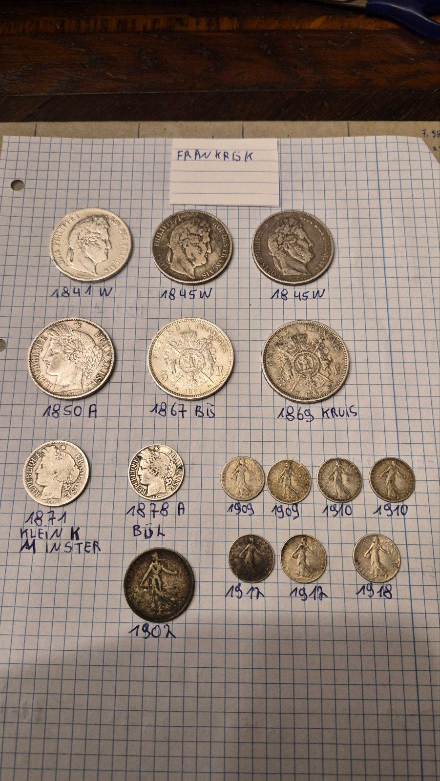 mooie verzameling zilverstukken van Frankrijk, zie foto's, Postzegels en Munten, Ophalen, Frankrijk, Setje, Zilver