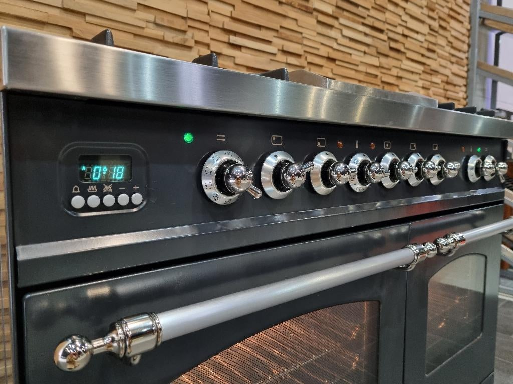🔥Luxe Boretti Fornuis 100cm antraciet + rvs 5 pits Frytop, Elektronische apparatuur, Fornuizen, Ophalen, 60 cm of meer, Zo goed als nieuw