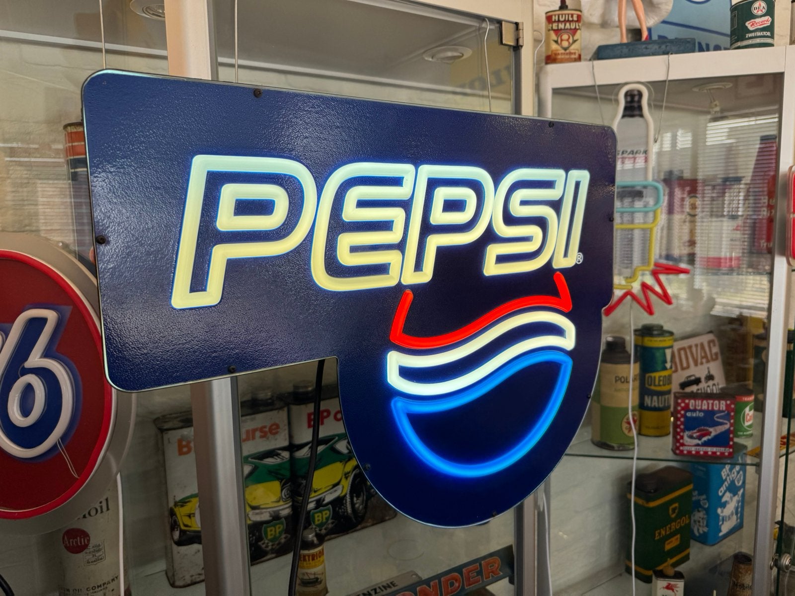 PEPSI Cola oude reclame lichtbak, Verzamelen, Ophalen, Gebruikt, Lichtbak of (neon) lamp