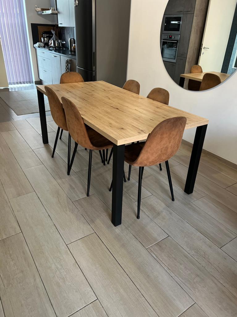 6 stoelen kleur camel bruin, Ophalen, Zo goed als nieuw, Bruin, Stof