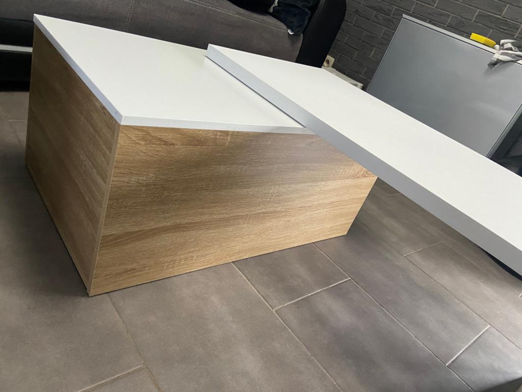 Mooie salontafel wit/hout te koop, Ophalen, Gebruikt, Rechthoekig, Modern