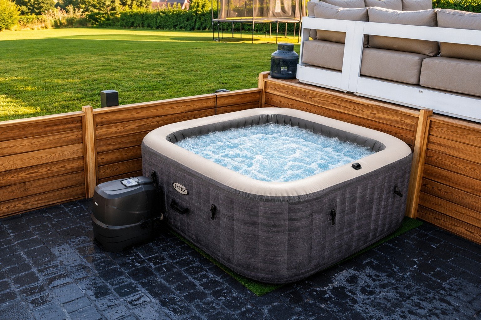 spa intex de luxe pure greystone, Jardin & Terrasse, Bains à remous et Spas, Enlèvement, Utilisé, Couverture, Gonflable