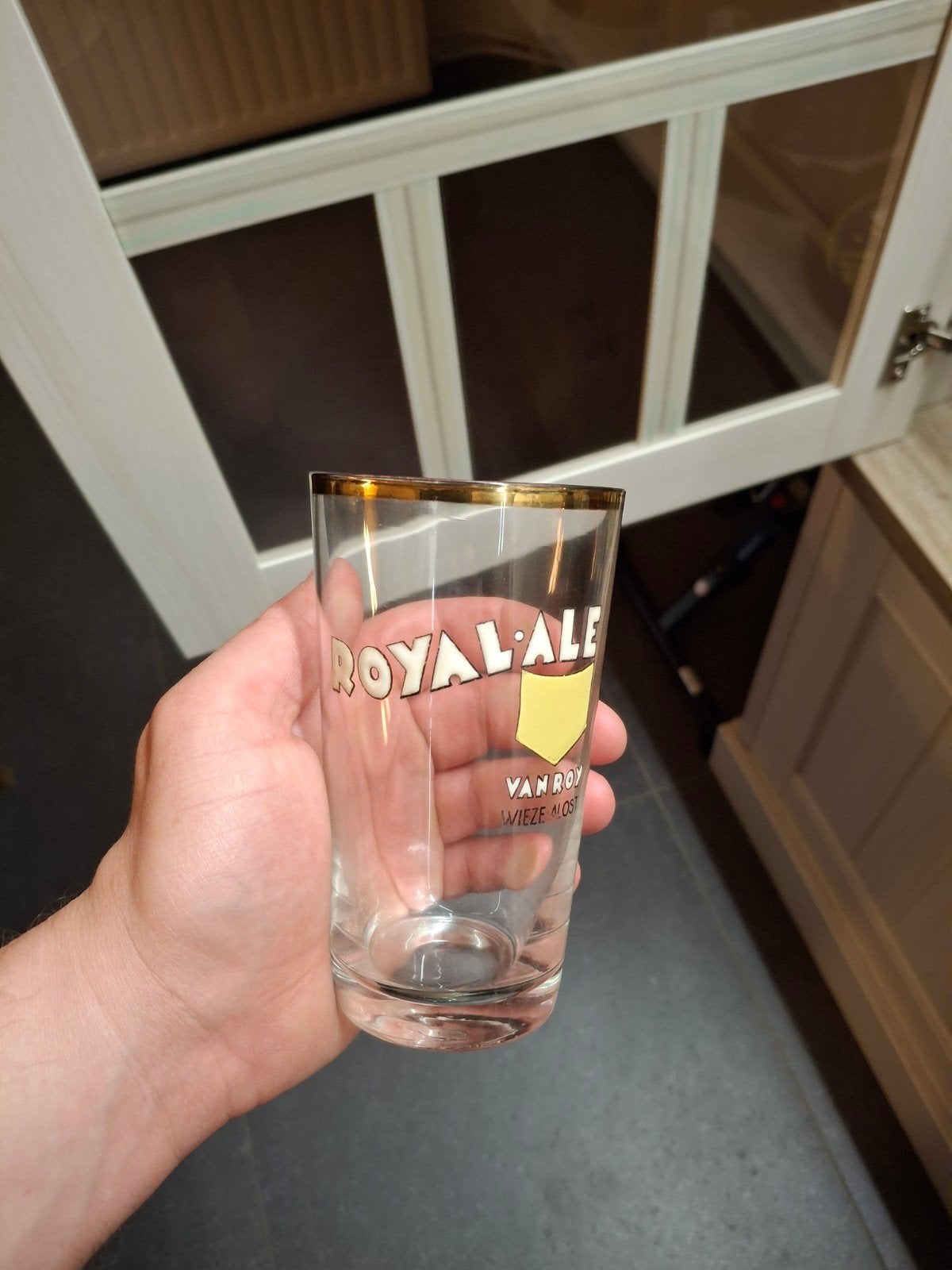 Oud email bierglas vanroy wieze, Verzamelen, Ophalen of Verzenden