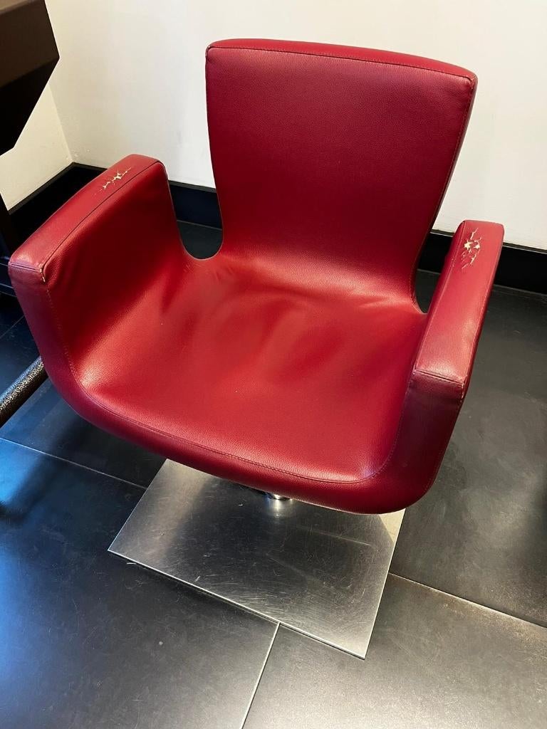 kappersstoelen, Ophalen, Gebruikt, Rood, Leer