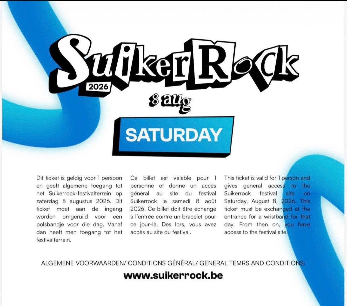 Sugar Rock 1 billet samedi, Tickets & Billets
