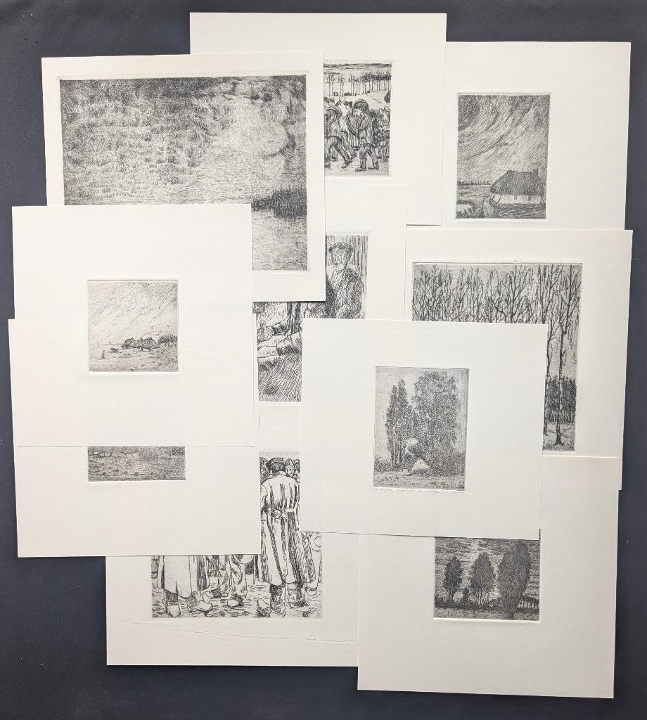 Gisleen Verdickt - Lot van 15 etsen - zeldzaam, Ophalen of Verzenden, Landschap, Ets, 1900 - 1949