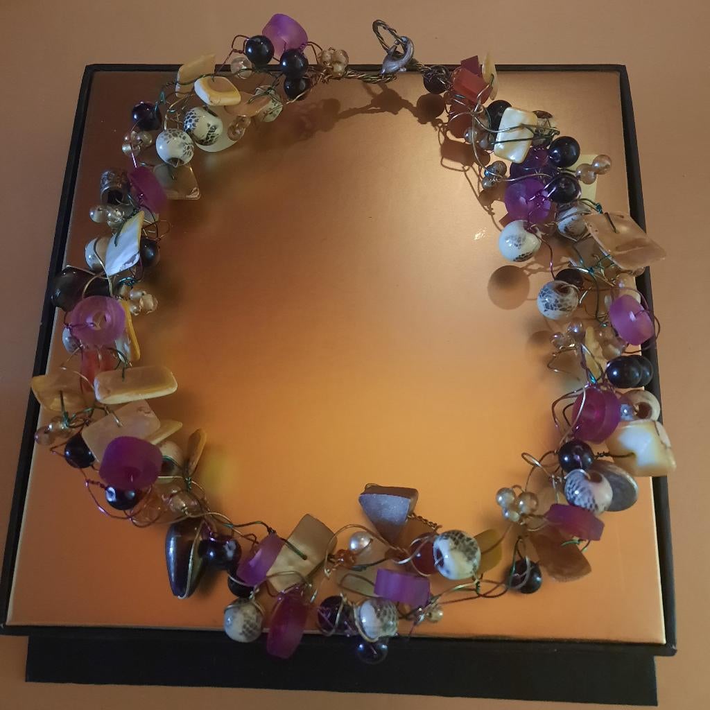 Halsketting in gekleurd glaswerk - Choker, Ophalen of Verzenden, Nieuw, Overige kleuren, Overige materialen