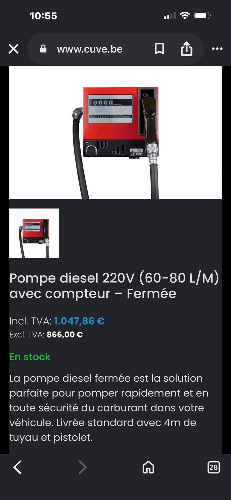 Pompe à carburant, Enlèvement, Neuf