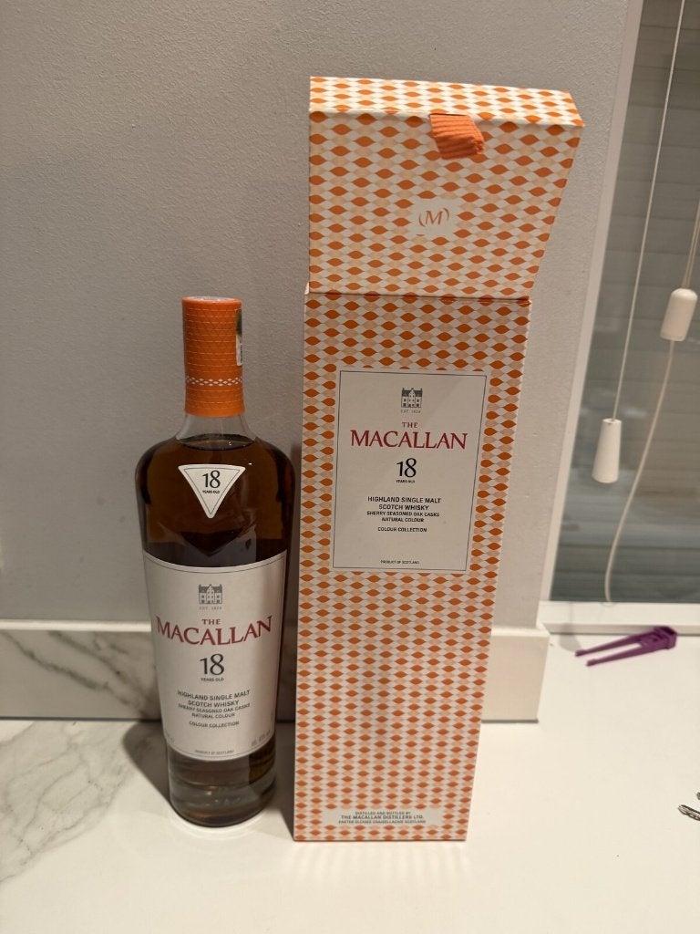 Macallan 18 Colour Collection 70cl 43% ongeopend met koker, Verzamelen, Overige gebieden, Overige typen, Nieuw, Ophalen of Verzenden