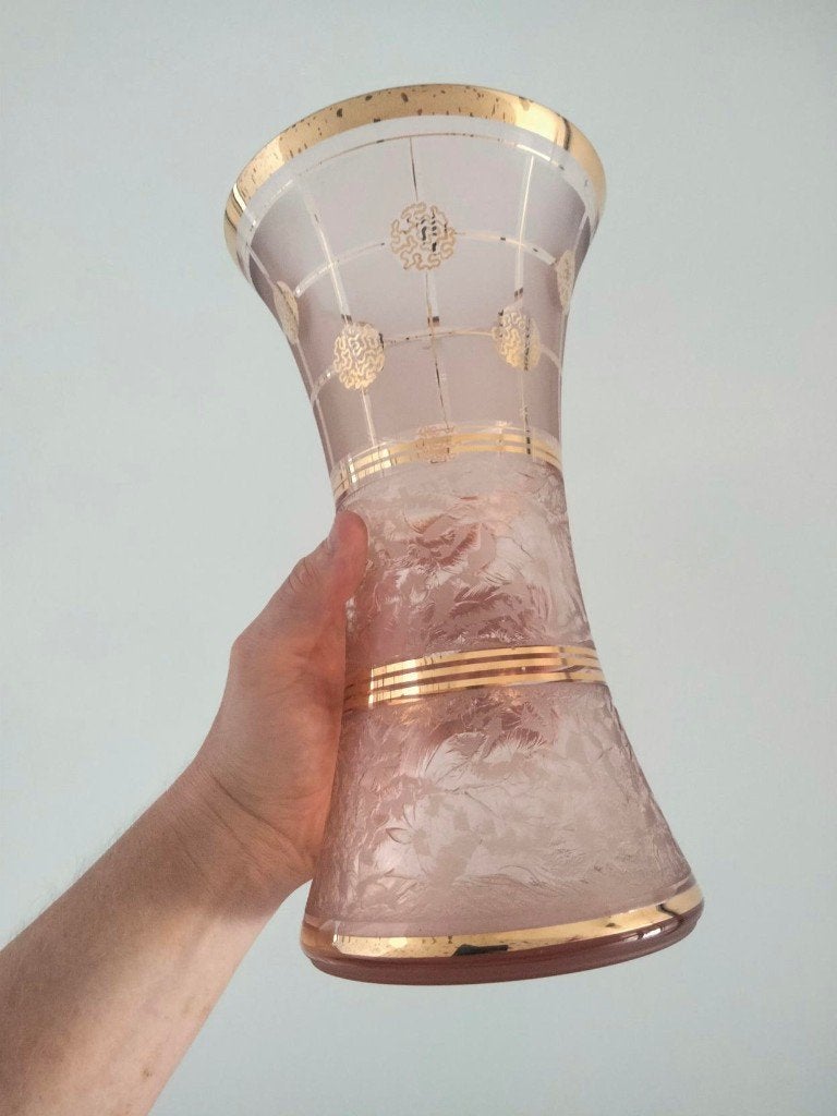 Art Deco Frost Booms glas vaas brocante, Ophalen
