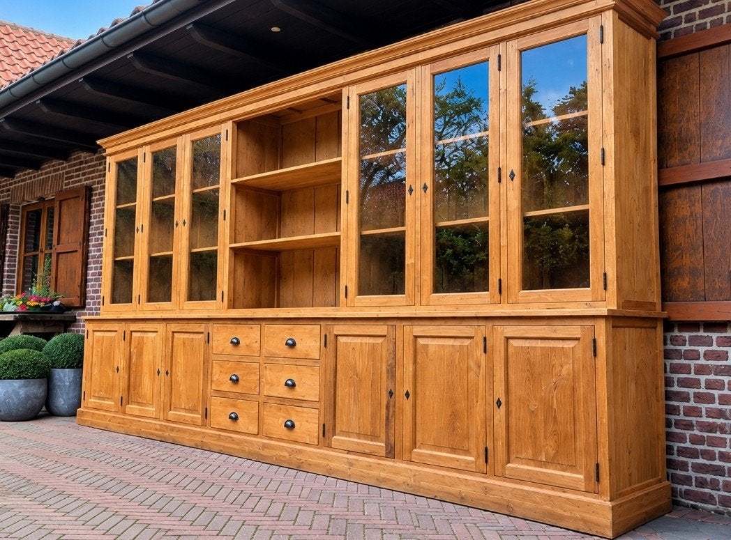 buffet/vitrine en teck ART:200/26, Maison & Meubles, Teck, 200 cm ou plus, ., Comme neuf