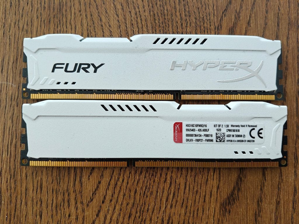Kingston HyperX FURY white DDR3 2x8GB = 16GB, Computers en Software, RAM geheugen, Ophalen, DDR3, Zo goed als nieuw, 1600MHz