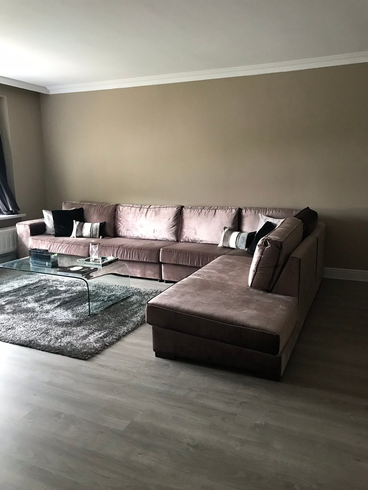 Velvet zetel (taupe), Huis en Inrichting, Ophalen, Gebruikt, Overige materialen