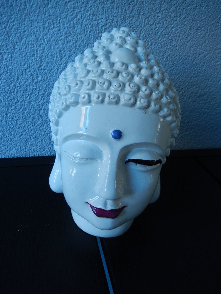 Wit boeddha hoofd(zgan), Maison & Meubles, Accessoires pour la Maison | Statues de Bouddha, Enlèvement ou Envoi, Comme neuf, Blanc