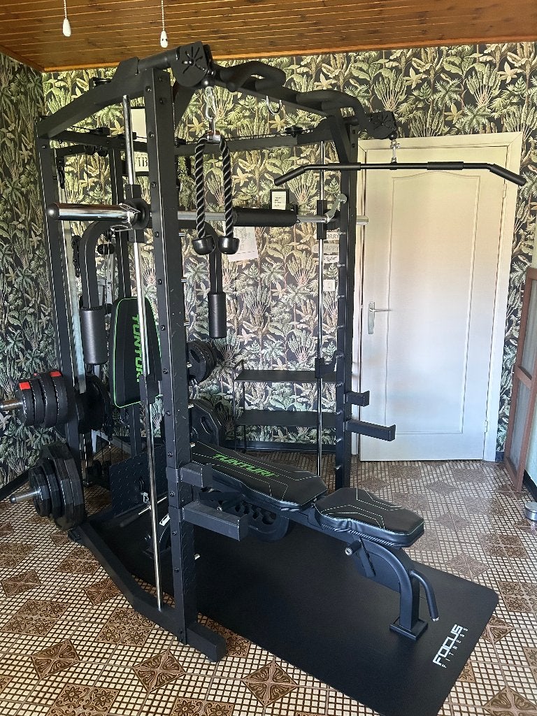 Tunturi SM80 Full Smith Machine l Krachtstation + spinfiets, Sport en Fitness, Fitnessmaterialen, Ophalen, Zo goed als nieuw, Benen