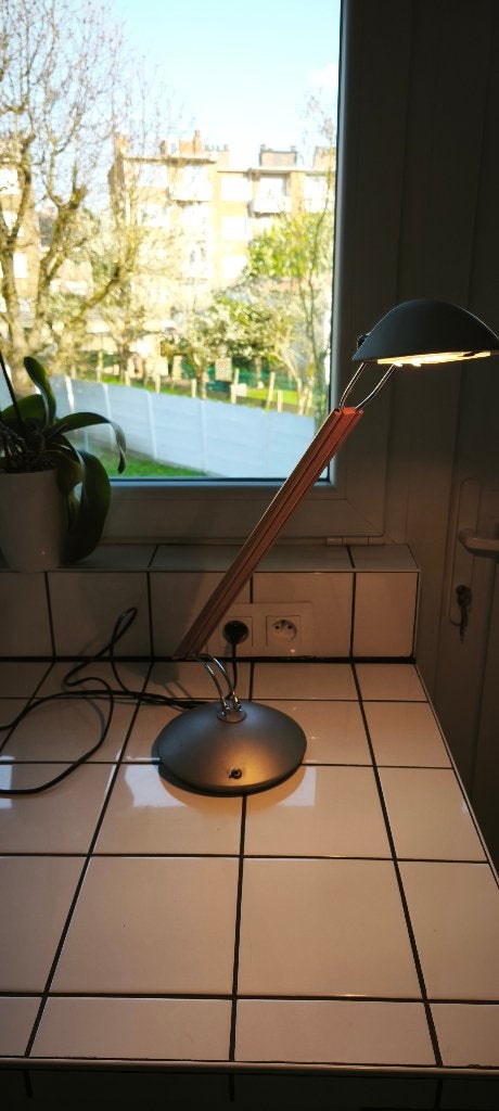 Lampe de bureau design métal / bois, Enlèvement, Comme neuf, Bois