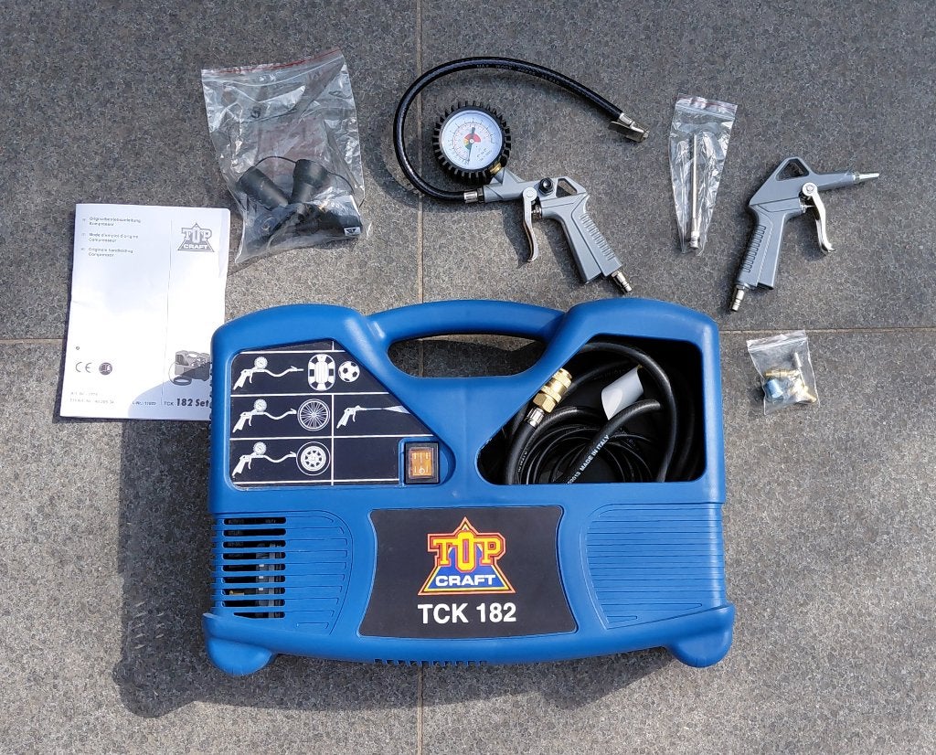 Top Craft TCK 182 draagbare compressor - complete set, Doe-het-zelf en Bouw, Ophalen, Gebruikt, Mobiel