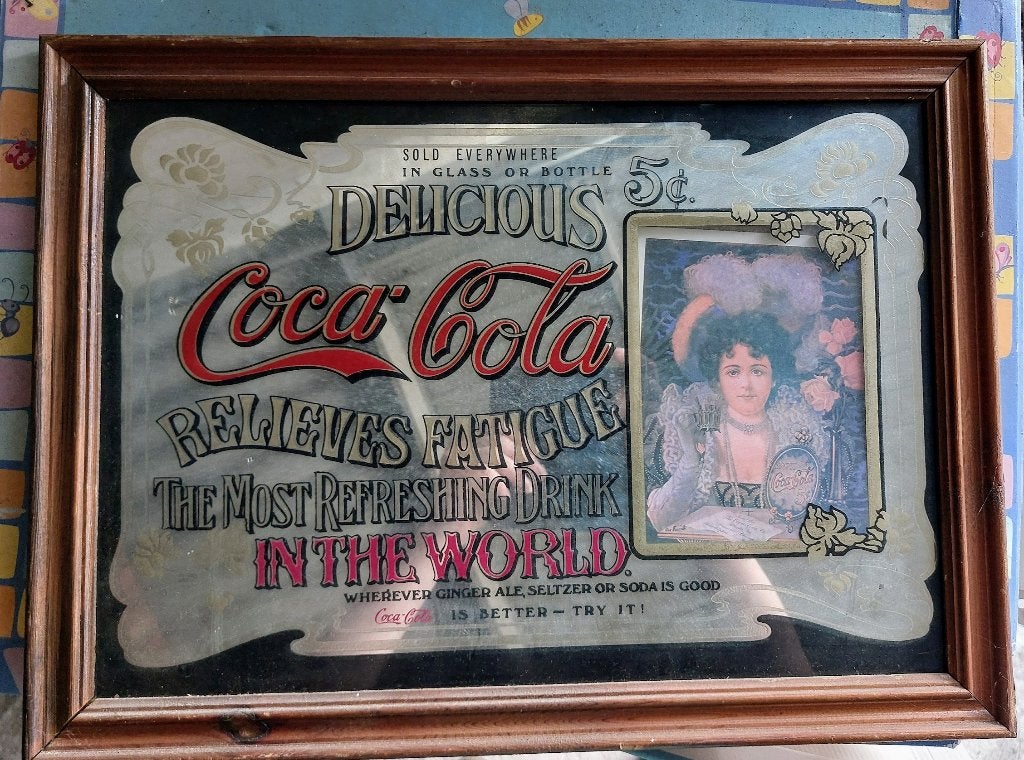 Miroir publicitaire vintage Coca-Cola, Ophalen of Verzenden, Gebruikt, Reclamebord