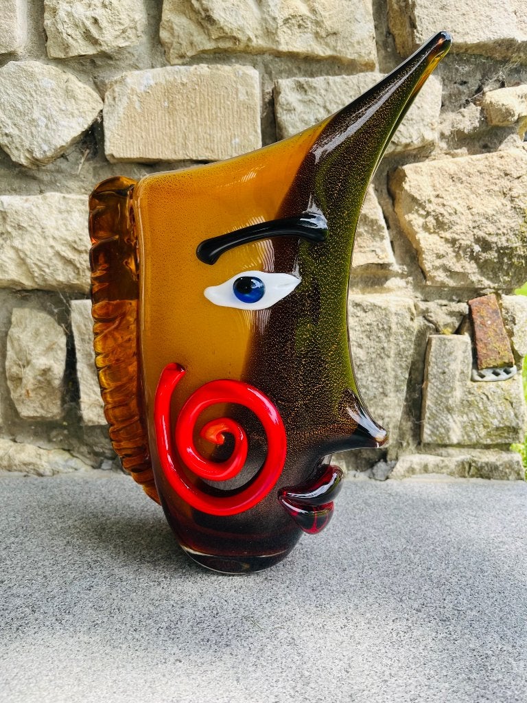 Vintage vaas in gekleurd Murano glas - Picasso, Ophalen of Verzenden