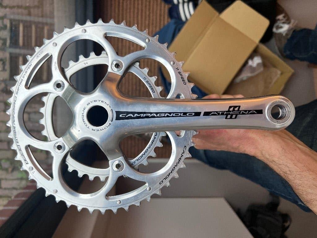 Campagnolo Athena 11 Compact 50/34 silver crank, Fietsen en Brommers, Crankstel of Pedalen, Campagnolo, Ophalen of Verzenden, Zo goed als nieuw