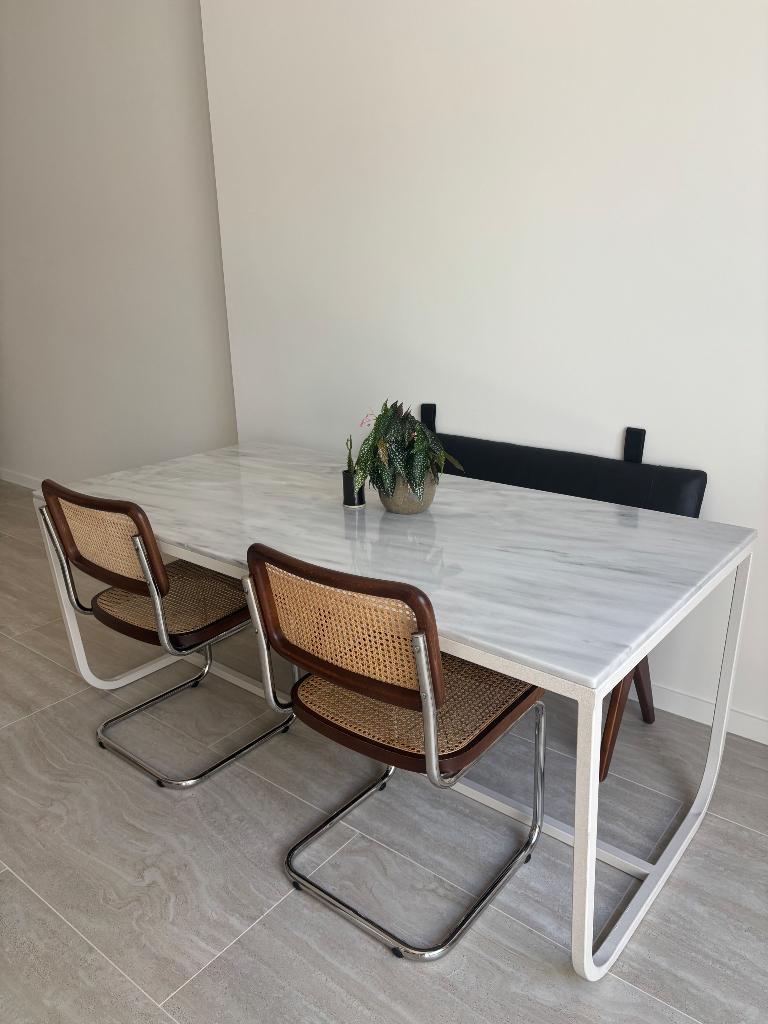 Furnified marmer witte eettafel, Huis en Inrichting, Ophalen, Overige materialen, 50 tot 100 cm, Zo goed als nieuw