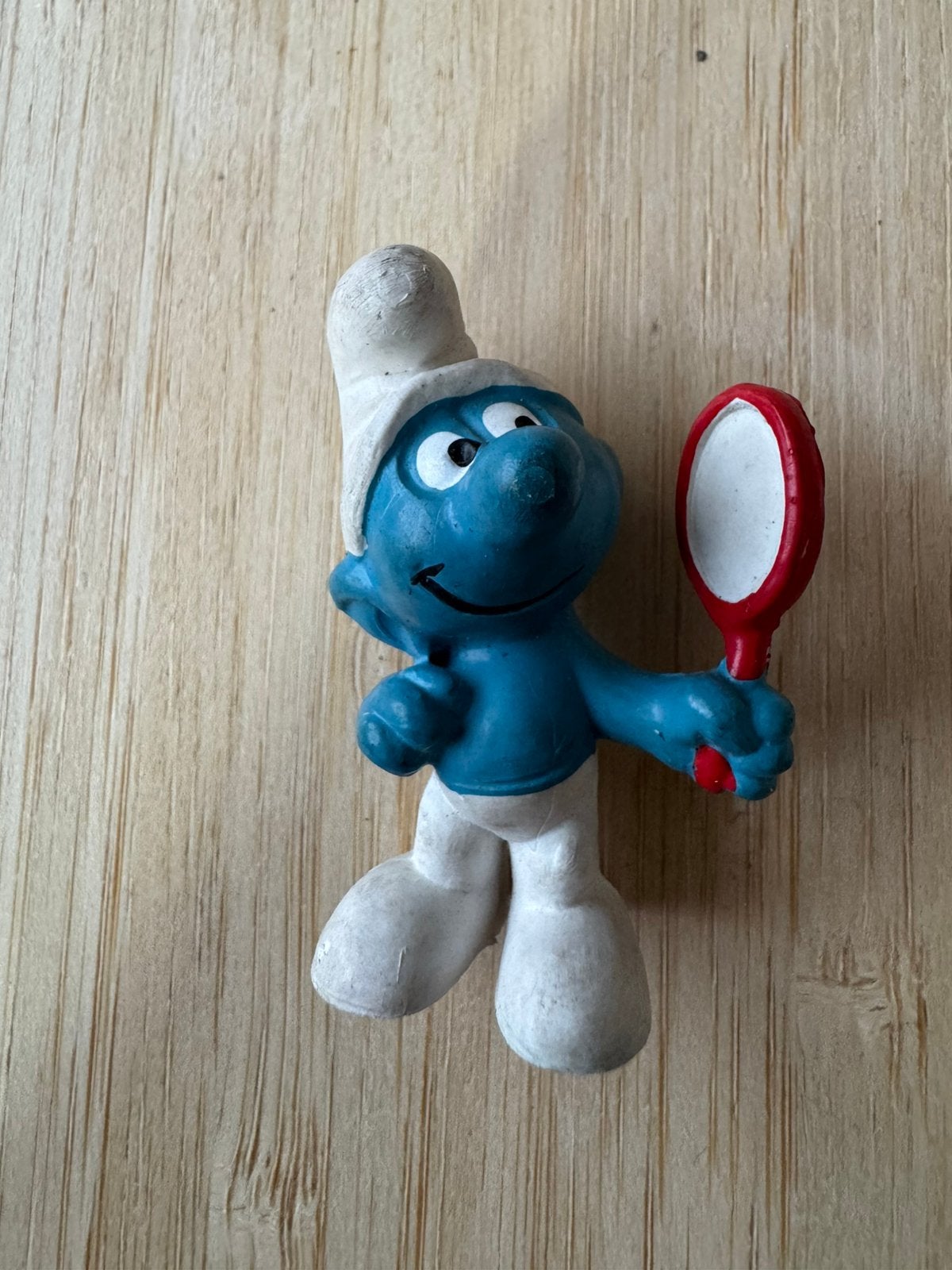 Miniatuur smurf - IJdelheid smurf met rode spiegel, Ophalen, Gebruikt, Overige Smurfen, Poppetje, Figuurtje of Knuffel