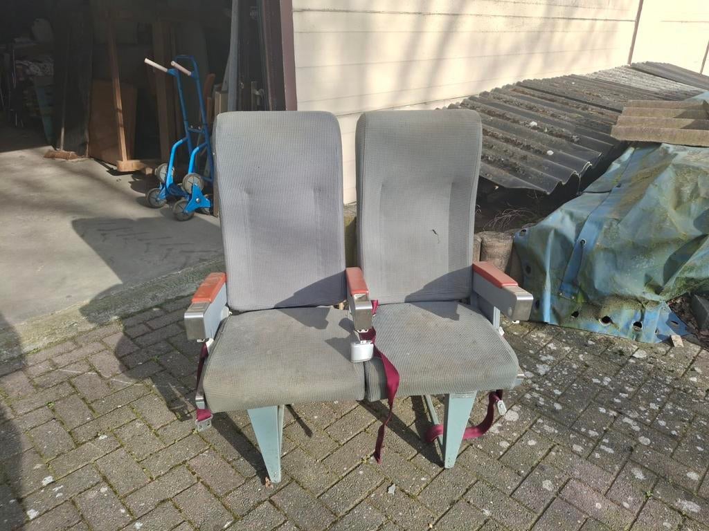 Vintage deense groenlandse vliegtuigzetels, Huis en Inrichting, Ophalen, Gebruikt