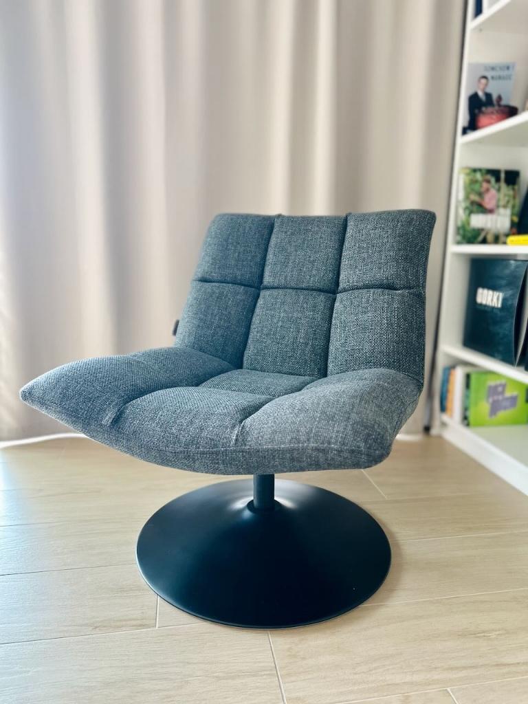 Dutchbone Bar donkergrijze loungestoel / draaifauteuil, Ophalen, 75 tot 100 cm, Stof, Industrieel