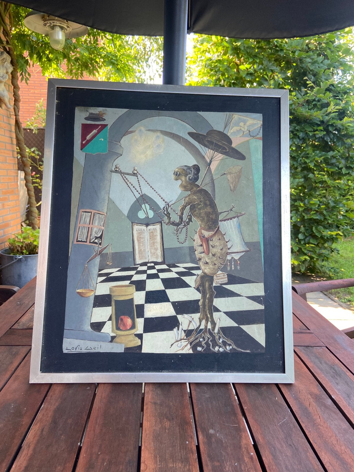 surrealistisch schilderij ca.1960–1970., Ophalen of Verzenden, Gesigneerd