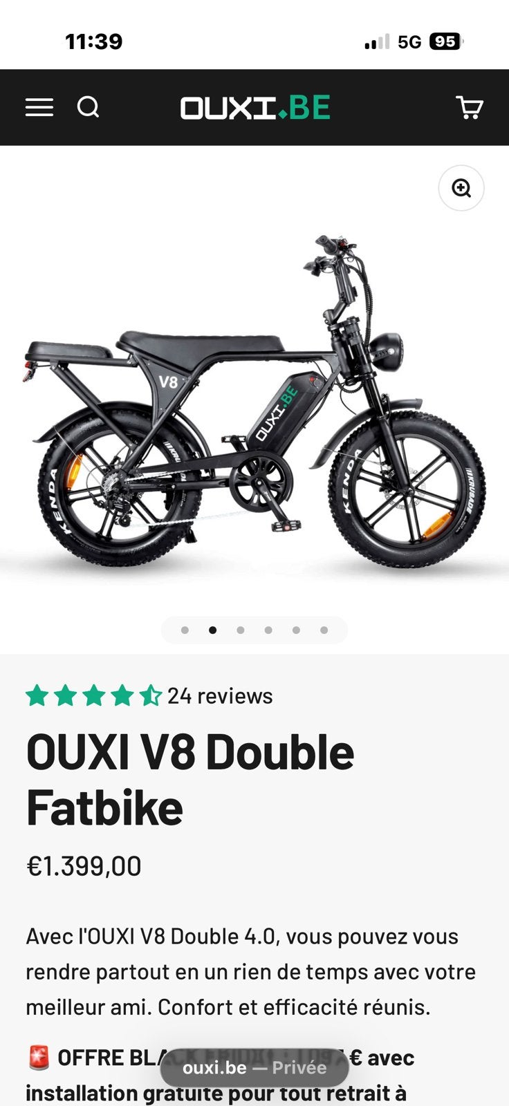 VELO V8 ELECTRIQUE, Vélos & Vélomoteurs, Enlèvement, Comme neuf