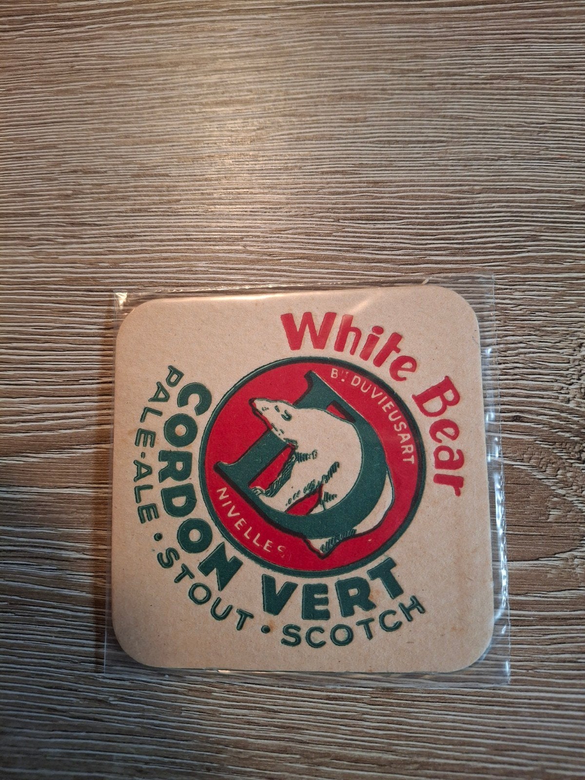 Oud bierviltje white bear cordon vert duvieusart Nivelles, Enlèvement ou Envoi