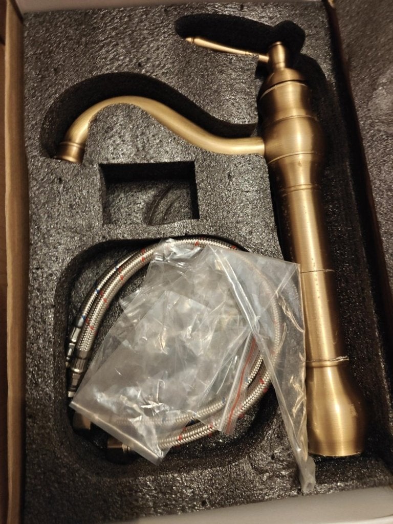 Nieuwe vintage wastafelkraan messing/brons – compleet, Ophalen of Verzenden, Nieuw, Kraan