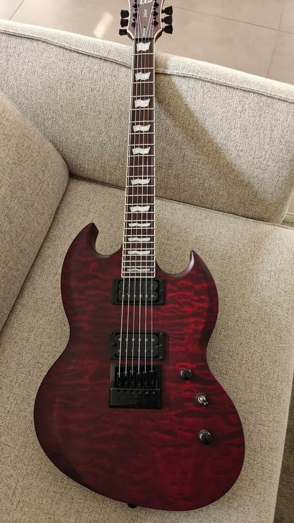 ESP LTD VIPER-1000 QM Evertune See Thru Black Cherry Satin, Enlèvement, Solid body