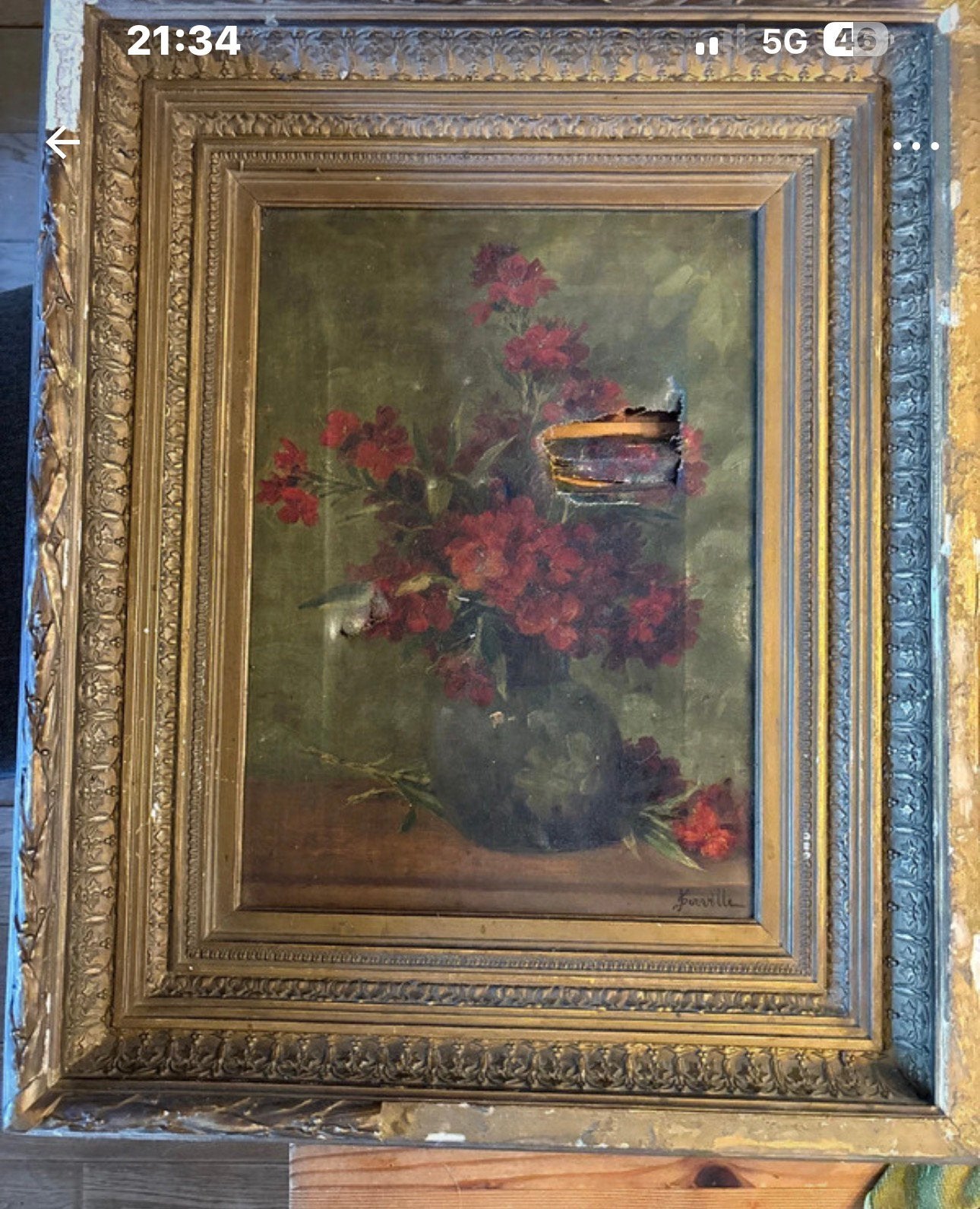 Olieverf op doek om te restaureren, Bloemen, Overige stijlen, Doek, Ophalen of Verzenden