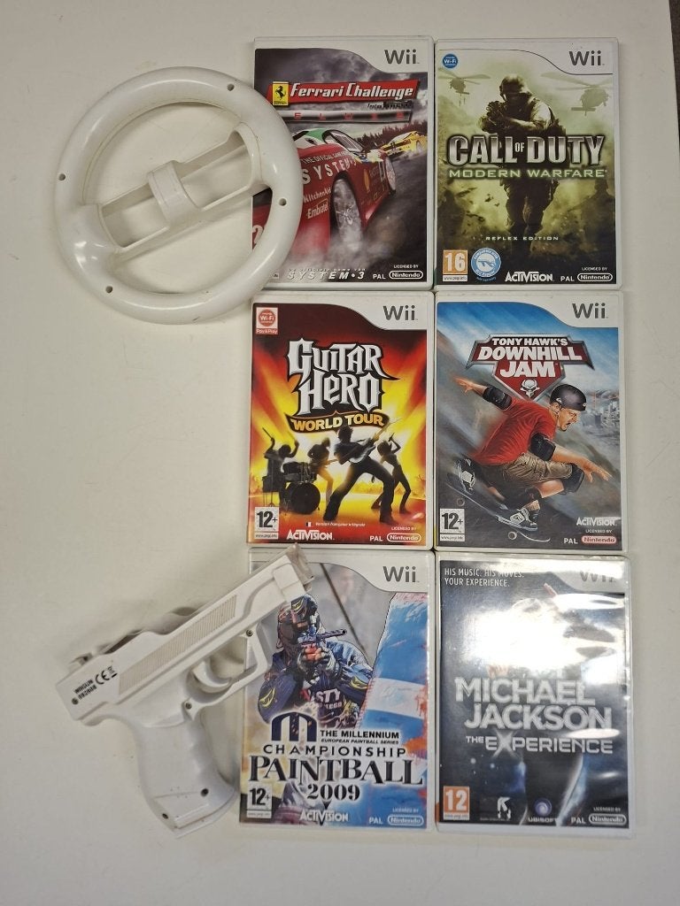 Nintendo Wii pakket – 6 topgames + stuurtje & gun, 2 joueurs, Enlèvement, Utilisé, Aventure et Action