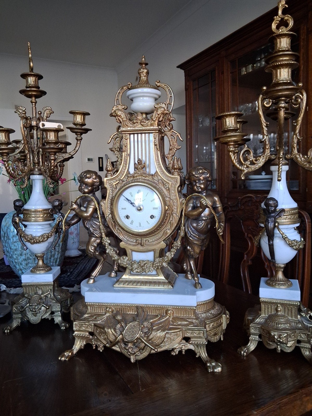 klok met kandelaars, Antiek en Kunst, Ophalen of Verzenden