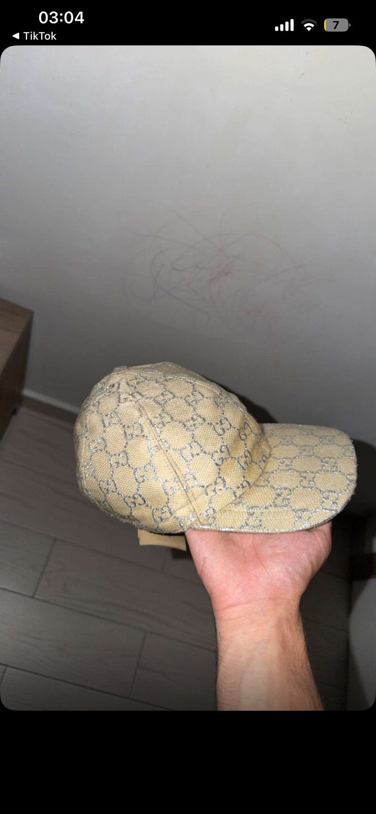 Casquette gucci lame blanche, Ophalen of Verzenden, Zo goed als nieuw, Pet