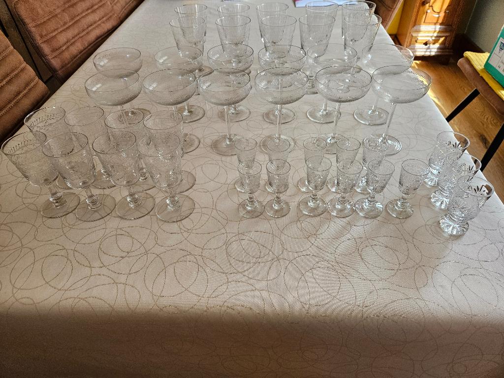 Mooie, oude set van drankglazen van verschillende grootte, Maison & Meubles, Cuisine | Vaisselle, Verre ou Verres, Comme neuf