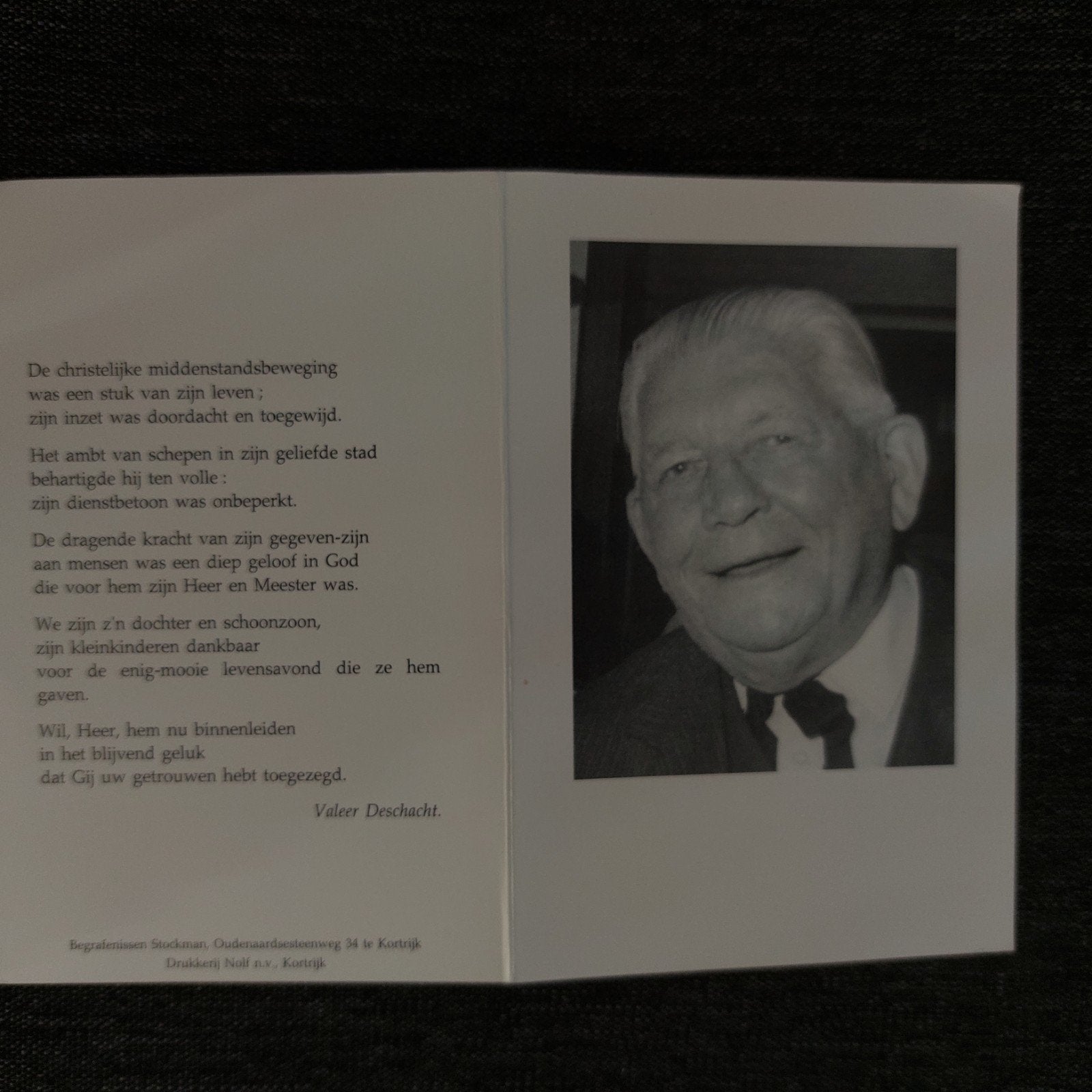 Bidprentje ereschepen stad Kortrijk : Leopold Callewaert, Verzenden, Bidprentje