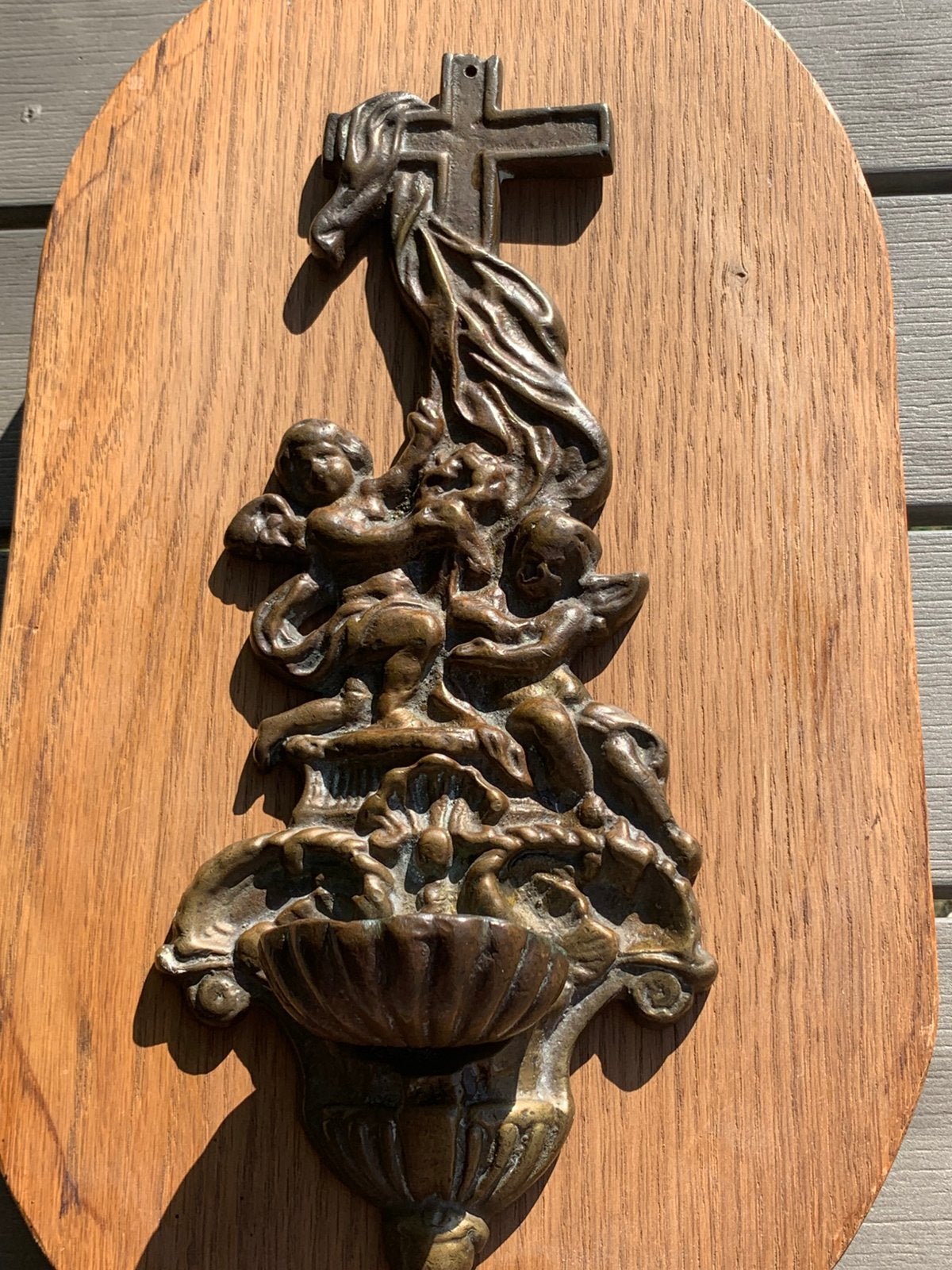 Bénitier bronze antique Baroque/Rococo, Enlèvement ou Envoi
