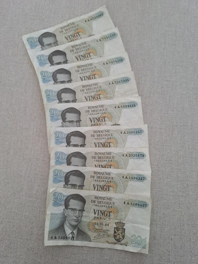 9 x 20 frank biljetten  15.06.1964, Postzegels en Munten, Ophalen of Verzenden