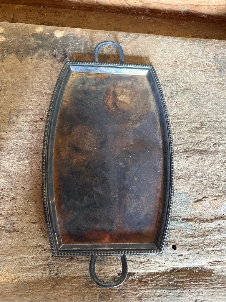 Verzilverde opdienplateau, Ophalen of Verzenden, Gebruikt, Metaal, Dienblad