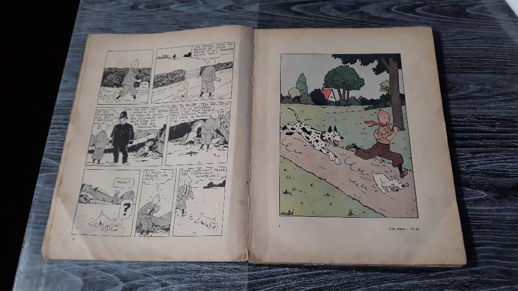 Ancien Tintin en noir et blanc "L'ILE NOIRE", Une BD, Enlèvement, Utilisé, Hergé